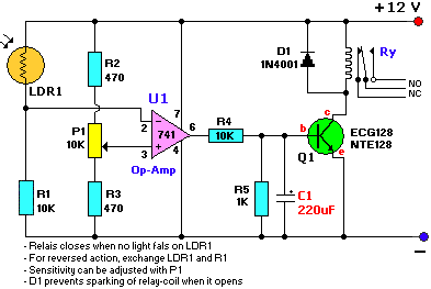 ua741组成的光控开关电路