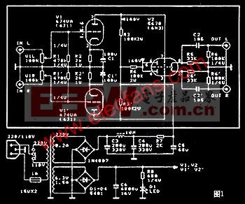 6j1胆前置放大器电路图