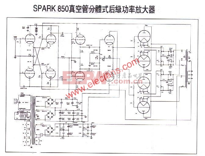 斯巴克850 300b推挽胆机的制作电路图