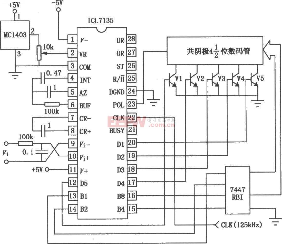 icl7135 41/2位a/d转换器的典型应用电路