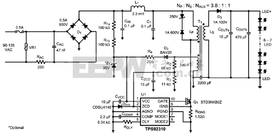 tps92310大功率led驱动器的应用电路图