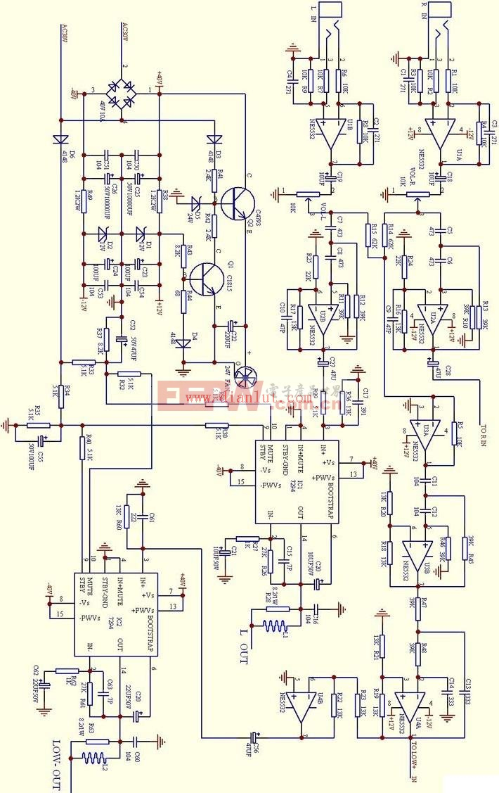 tda7294设计的200w低音炮电路