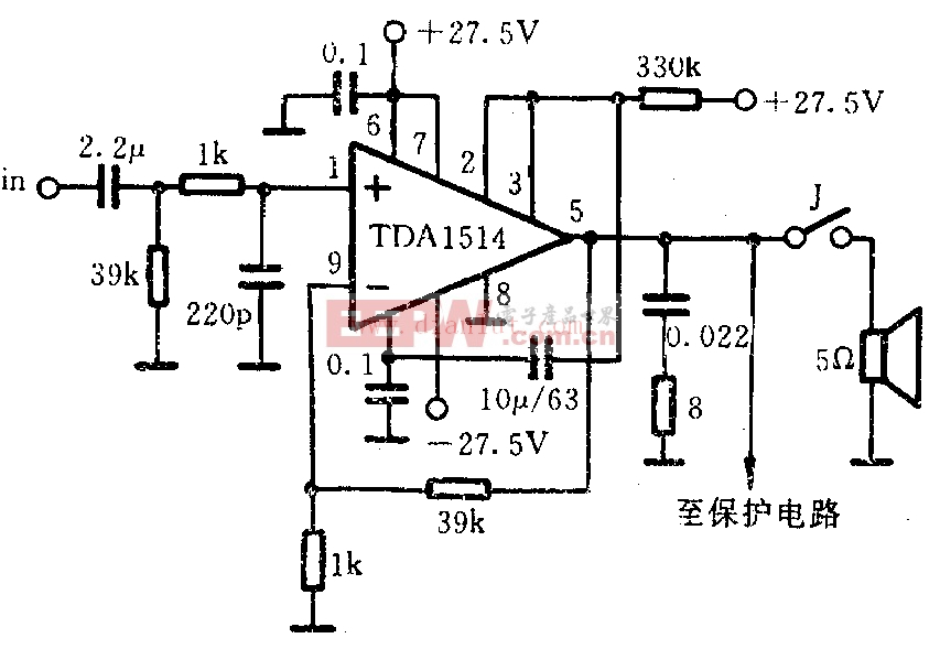 下面是 [tda1514功率放大电路]的电路图  tda1514功率放大电路