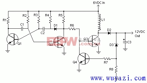 分立器件组成的6v转12v电源电路图