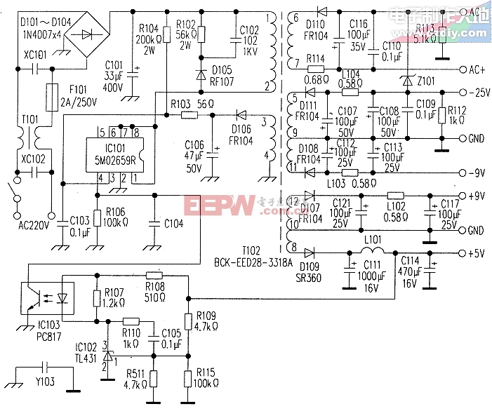 5m02659rdvd开关电源电路5m02659powersupply