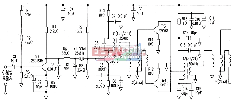 2sc1970制作fm发射机电路图2sc1970 fm transmitter