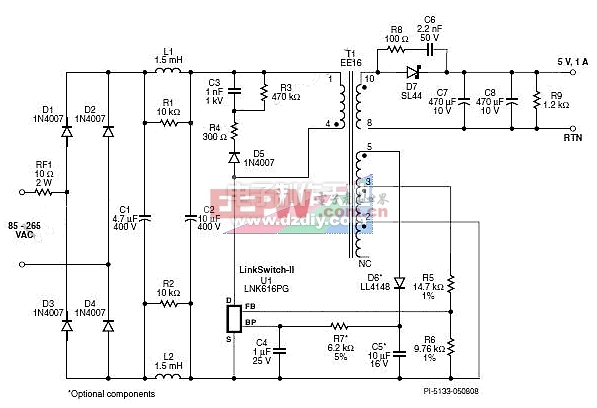 lnk6165w通用输入电源电路图lnk616powersupply