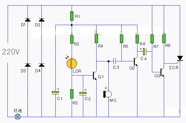 声控楼道路灯电路图