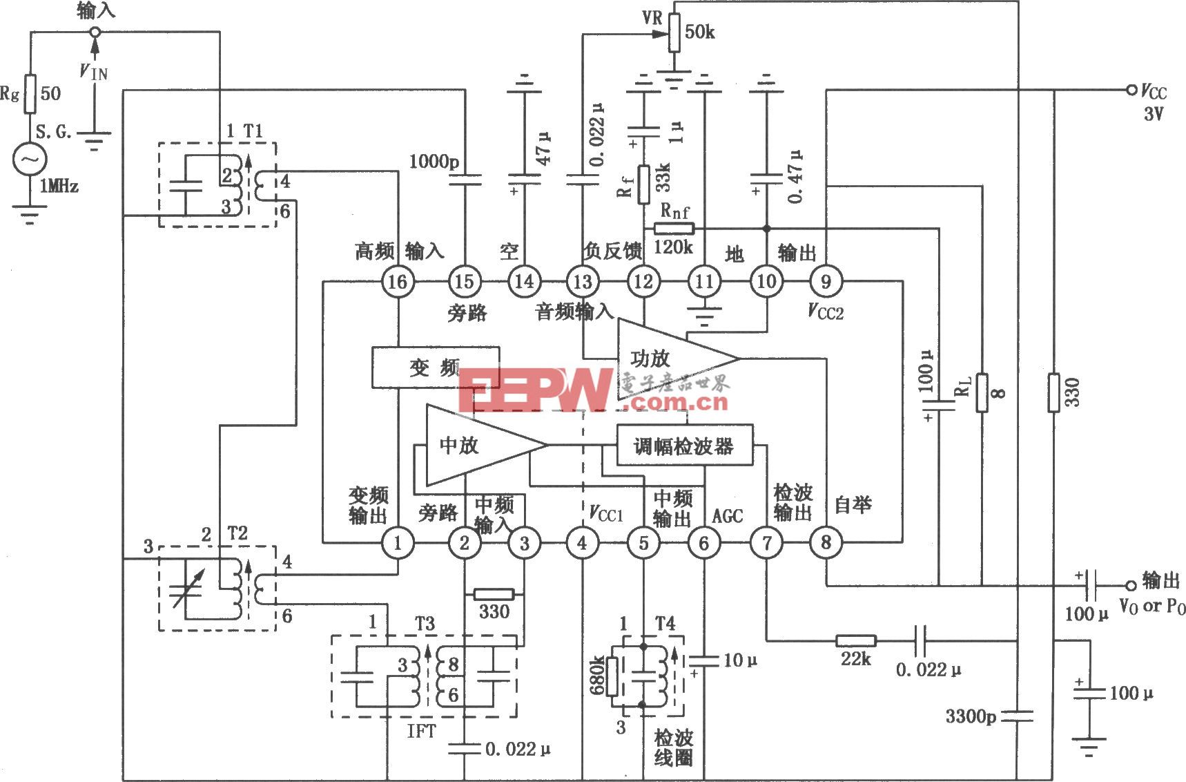 ta7641bp低功耗am收音机电路