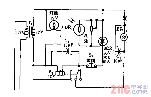 scr烟雾报警器电路图