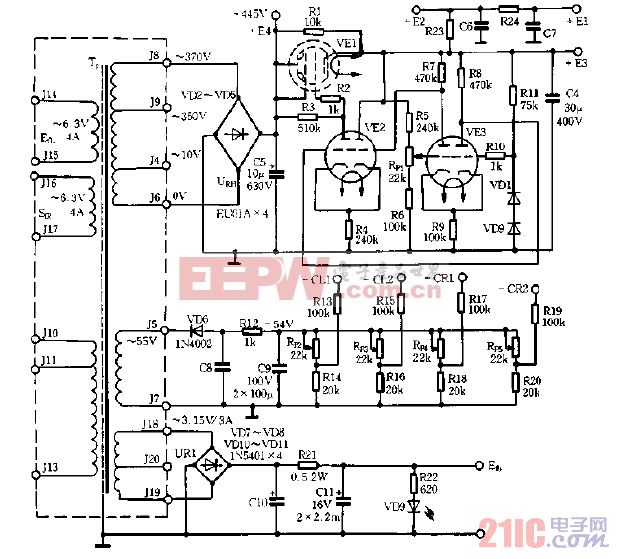 实用电子管机电源电路图