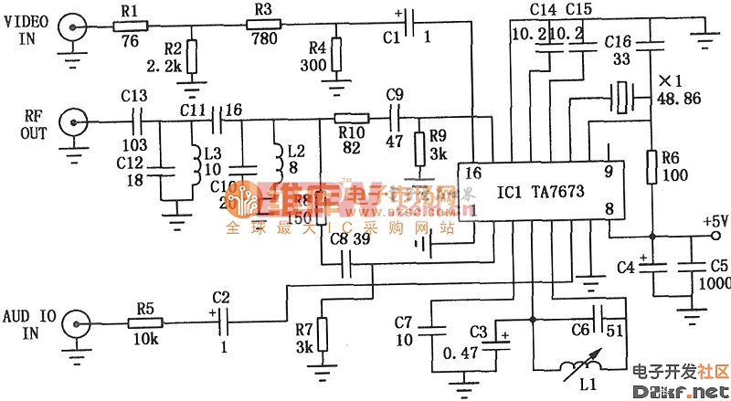 ta7673组成的射频调制器电路图