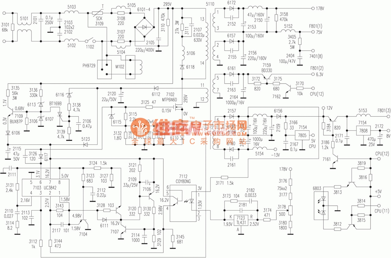 飞利浦15a显示器电源电路图