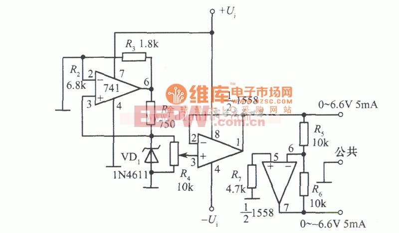 基于741芯片制作066v可调跟踪稳压电源电路