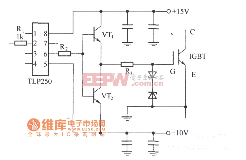 由集成电路tlp250构成的驱动器电路图