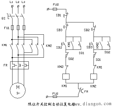 限位开关控制自动往返电路原理图解解决方案华强电子网