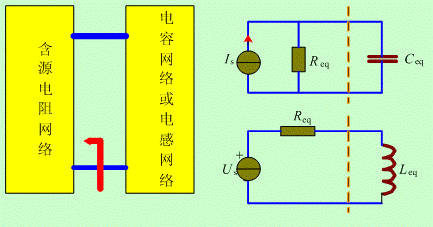 ( a )电路模型分解   ( b )等效电路图2 一阶电路的电路模型分解与