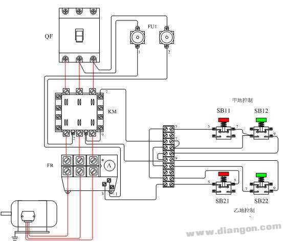 电动机两地控制电路原理 -解决方案-华强电子网