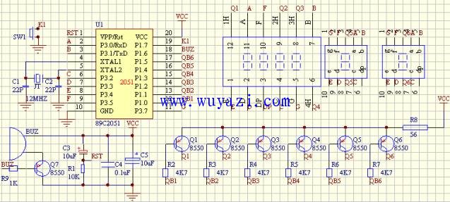 带闹钟智能电子钟电路图