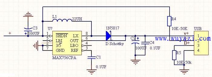 5号电池usb随身充电器电路图