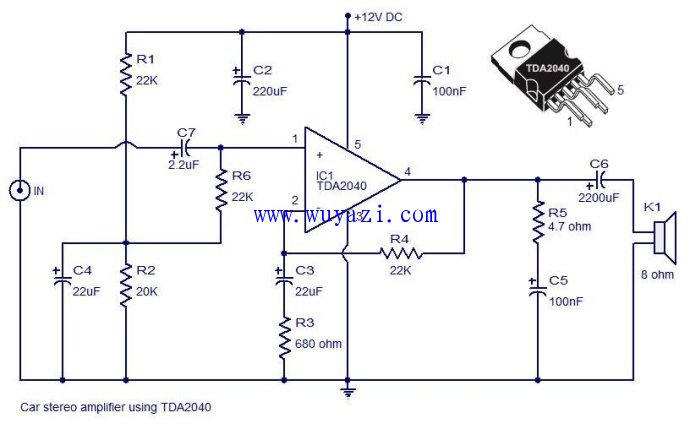 tda2040制作汽车音响功放电路图