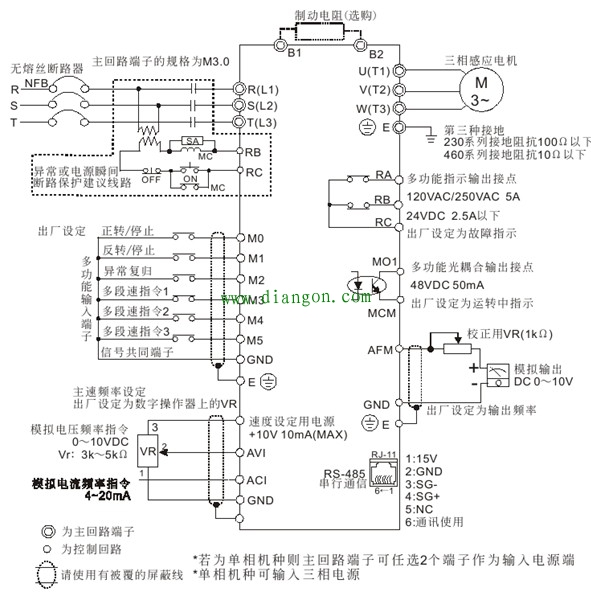 台达vfd-m变频器安装要求和接线图 -解决方案-华强