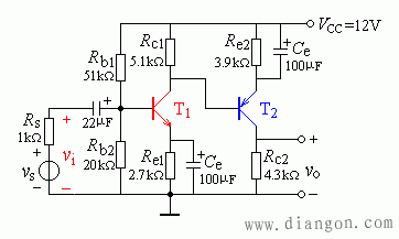 在求分立元件多级放大电路的电压放大倍数时有两种处理方法.