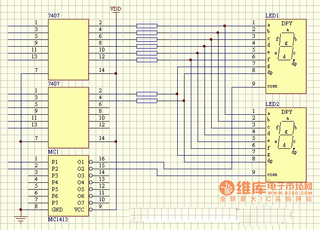 led并行led数码管动态扫描显示电路图