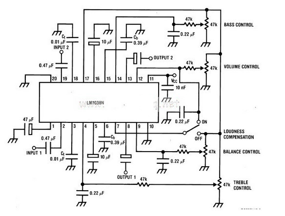 技术资料 电路图 音频电路 基于lm1036n的音量控制器