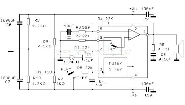 基于tda2052的多系统音频功率放大器电路图
