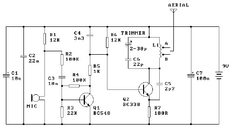 9v调频发射机电路图