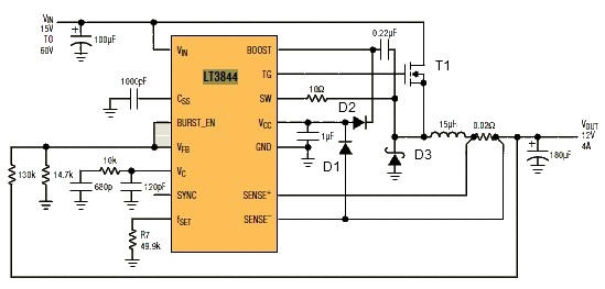 使用lt3844的12v开关电源项目