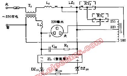 sendon ups-600不间断电源交流稳压回路中的继电器开关矩阵电路