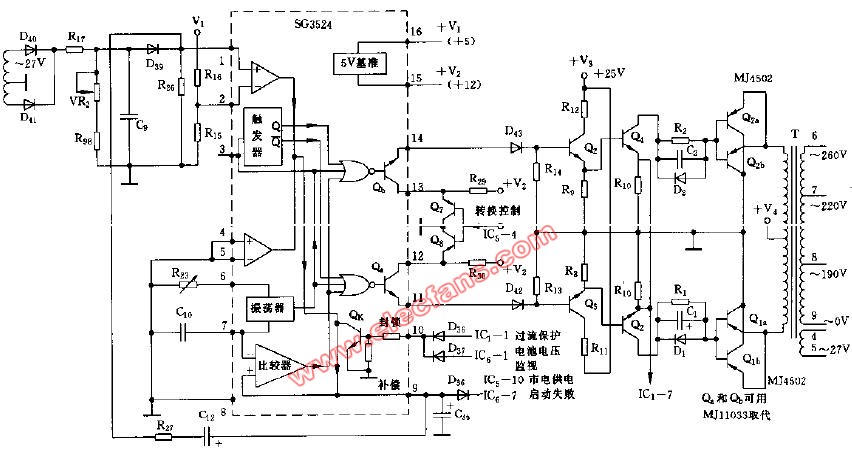 senteck ups-500型不间断电源脉宽调制控制及驱动电路图