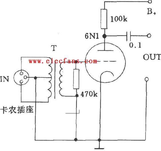 电子管低阻抗输入电路,用的电子管有6n1