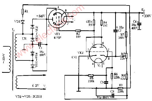 电子管式稳压电源电路图