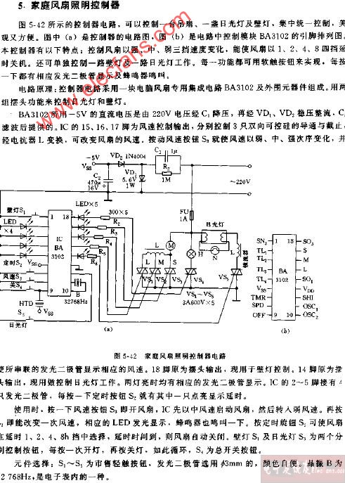 家庭风扇照明控制器电路图