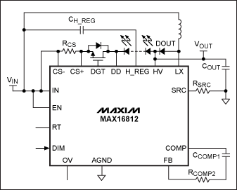 图3. 当输入电压可能高于或低于串联HB LED的总电压时，应该选择buck-boost驱动器拓扑