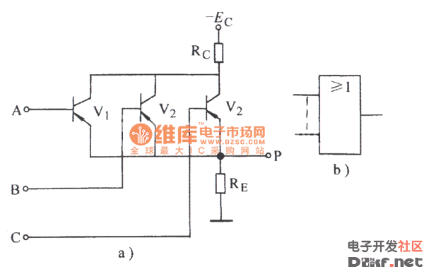 晶体管或门电路图