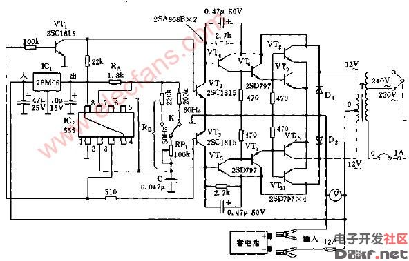 直流12v-交流220v逆变电源电路图