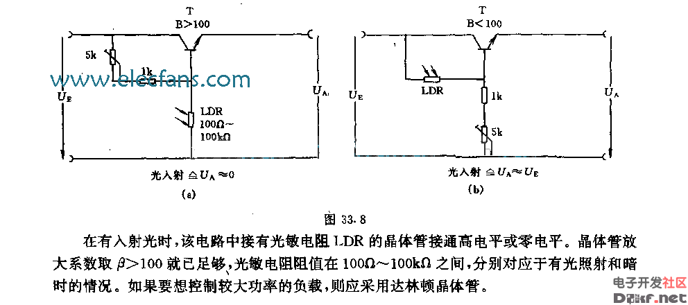 采用光敏电阻(ldr)晶体管的光控开关电路