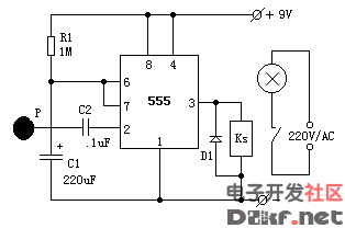 555触摸定时开关电路图