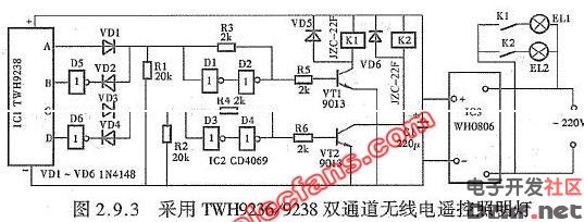 遥控照明灯电路图                       分享到:         可pwm调光