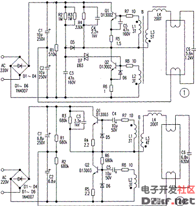 荧光灯电子镇流器电路图