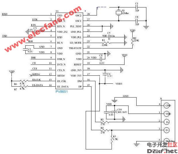 usb转rs232电路图