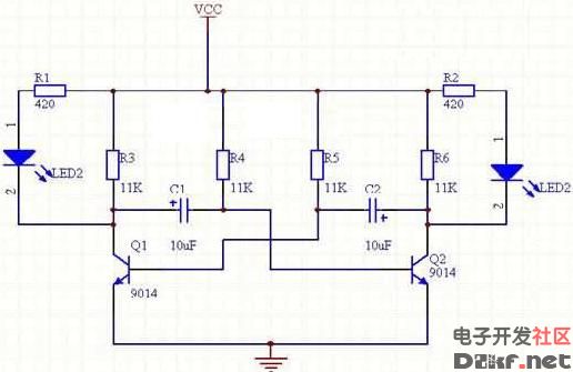 交替频闪led灯电路设计及制作