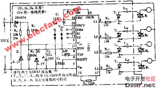 sr63彩灯控制器电路原理图