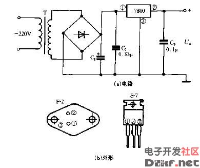 三端固定输出正稳压器典型应用电路图