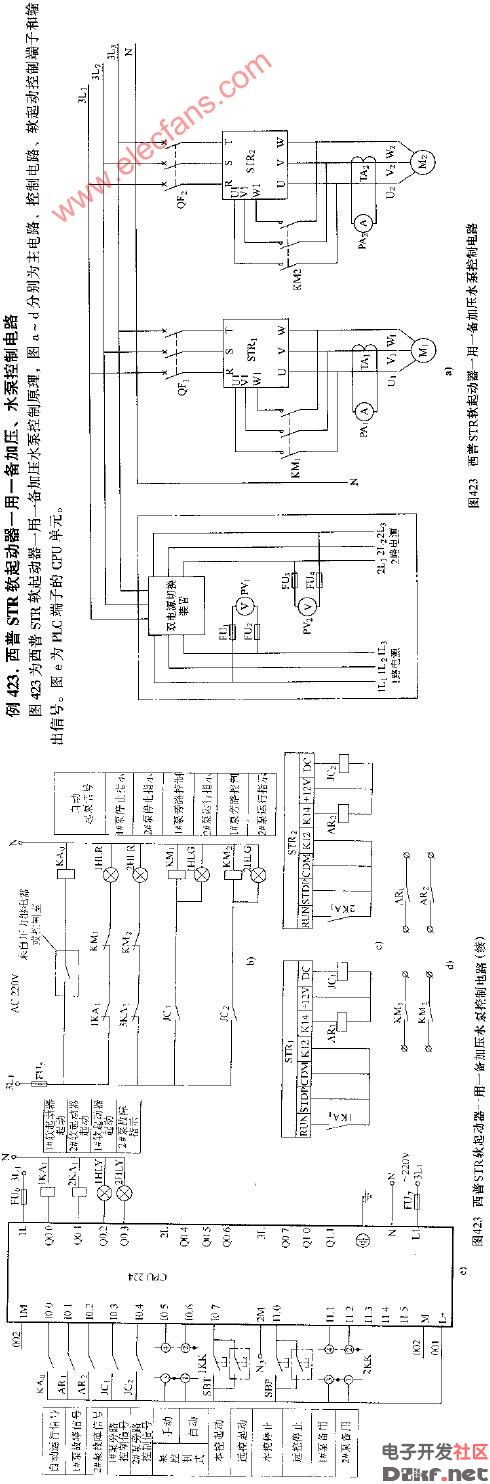 西普str软起动器一用一备加压水泵控制电路图