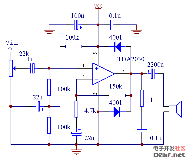 tda2030功放电路单电源电路